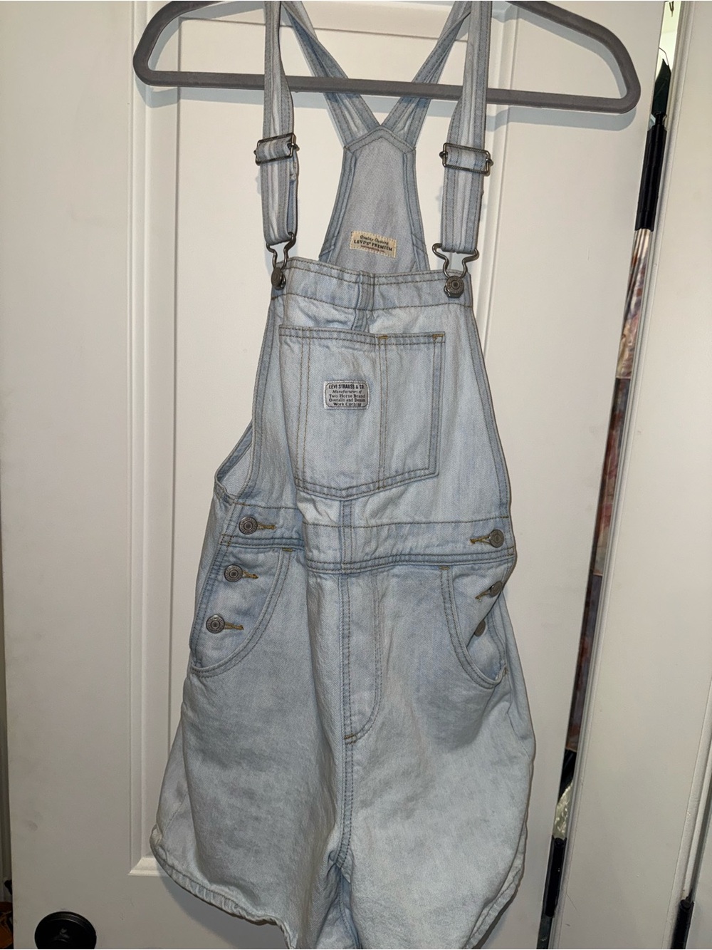Levi's Light Blue Denim Relaxed Overalls Shorts